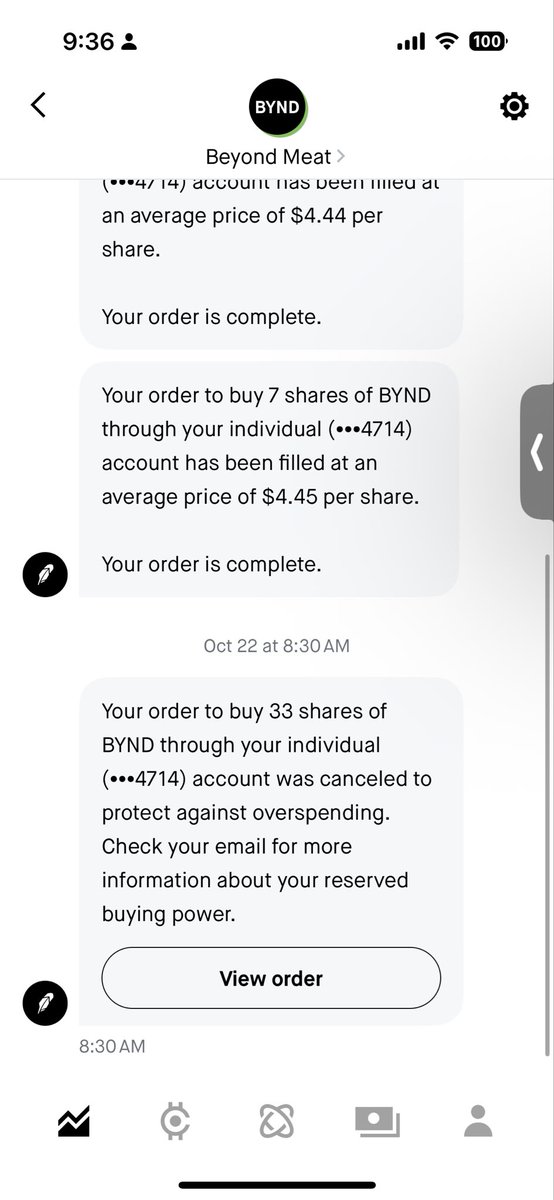 LaughinGasLabs's tweet image. ROBINHOON HAULTED MY ACCOUNTED FROM BUYING MORE BYND!! 

I literally cannot buy more BYND shares this morning. They are saying “all brokerage” have halted buy orders on BYND which I call BS..

“Overspending?” It’s $70 😂 
I had 1 single purchase at $50 prior and wanted to do a…