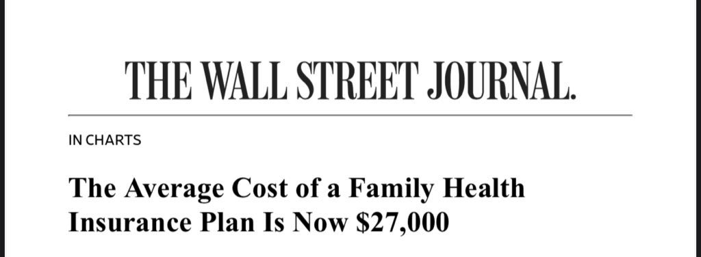 Wondered why your salary is going up but take home pay isn’t? 

Healthcare was already crushing Americans. Now it’s $27,000 straight out of our paychecks for families.

Are we still sure we want our employers to cover every health and wellness perk and let us see any doctor we