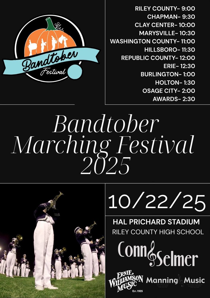 shawnknopp's tweet image. Another BEAUTIFUL day for marching band! I’m honored to be judging for the Bandtober Marching Festival. Let’s goooo! 🎶
#bandsonthemove