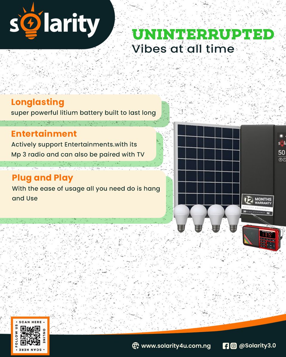 solarity4u's tweet image. No light? No wahala ⚡
 Solarity Max keeps your home &amp;amp; hustle running safe, smart, and solar-powered 🌞
#Solarity #GoSolar #Lagos #Nigeria #SolarEnergy