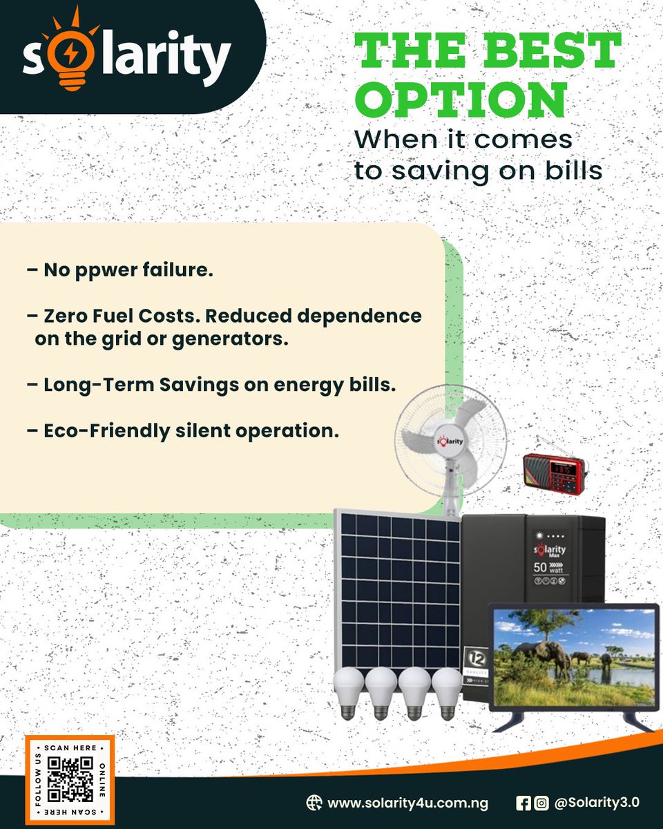 solarity4u's tweet image. No light? No wahala ⚡
 Solarity Max keeps your home &amp;amp; hustle running safe, smart, and solar-powered 🌞
#Solarity #GoSolar #Lagos #Nigeria #SolarEnergy