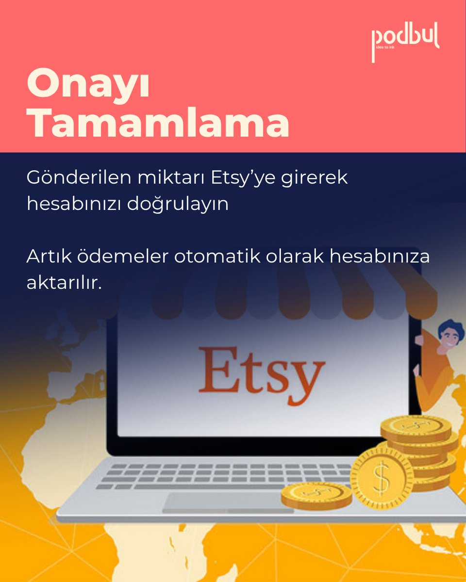 Etsy’de ilk satışınızı yaptıysanız dikkat! 💳
Ödemeyi alabilmek için banka hesabınızı doğrulamanız gerekiyor.
👉 Finance > Payments > “Verify”
Etsy küçük bir tutar gönderir, miktarı girin ✅
Onay tamam → Ödemeler otomatik gelir.

#EtsyTips #Podbul #EtsySeller