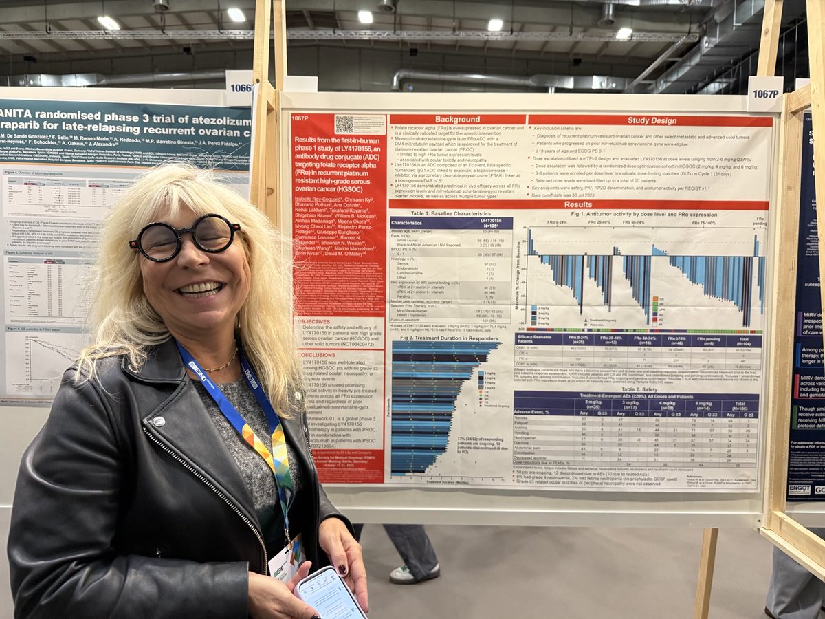 BPothuri's tweet image. Congrats Dr. Ray-Coquard on LY4170156- FIH ph1 FR alpha ADC in #PROC. Activity seen irrespective of FRalpha with ORR 50%! Excited for upcoming ph 3 trials in PROC and PSOC! #ESMO2025 @SGO_org @IGCSociety @GOG @Perlmutter_CC @ASCO 