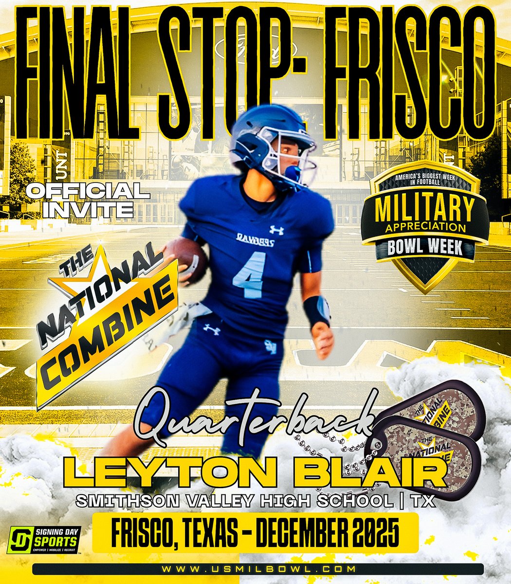 Leyton Blair (<a href="/LeytonBlair4/">Leyton Blair (QB/Safety)</a>), #WeHaveAJerseyForYou at #TheNationalCombine. Click below to nominate an athlete: forms.gle/5YRDS35KDyECDf…