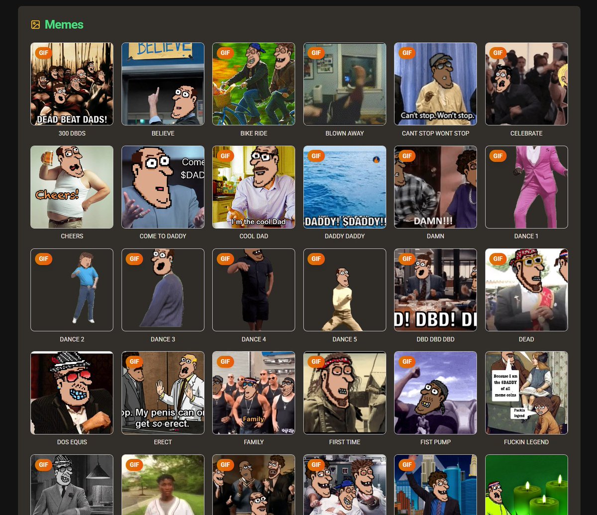 Lots of great $DADDY GIFs to copy and use in the DBD Man Cave dbdmancave.com/meme-contest

Have a good laugh #Cronos 

We are the $DADDY of meme coins