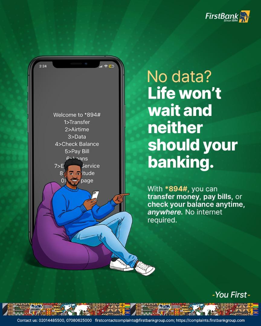 FirstBankngr's tweet image. One code for Transfers, airtime top-up and bills payment. 
*894# makes banking effortless truly effortless.
#FirstBank #YouFirst  #USSD