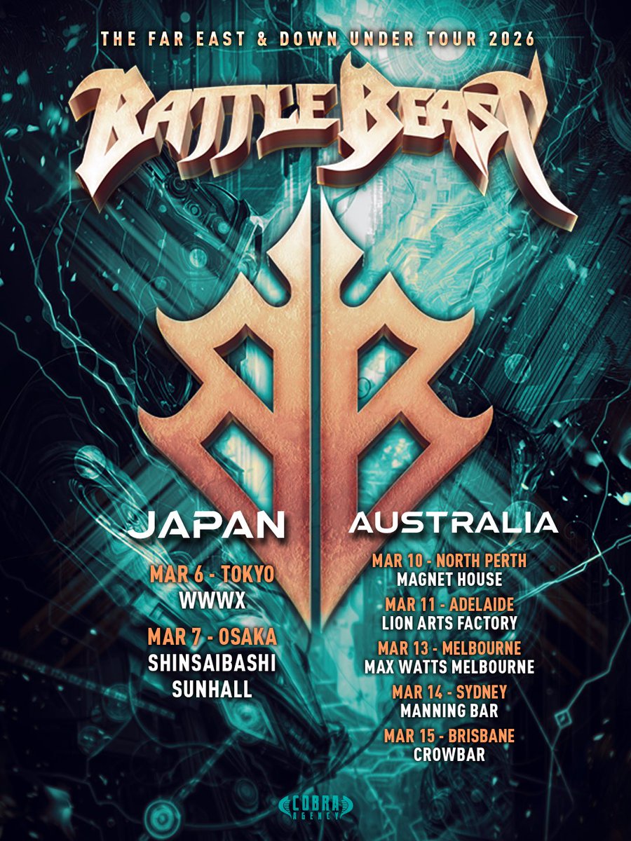 フィンランド発のパワー・メタル・バンド BATTLE BEAST、約8年半ぶり来日公演来年3月開催決定！
gekirock.com/news/2025/10/b…

#battlebeast