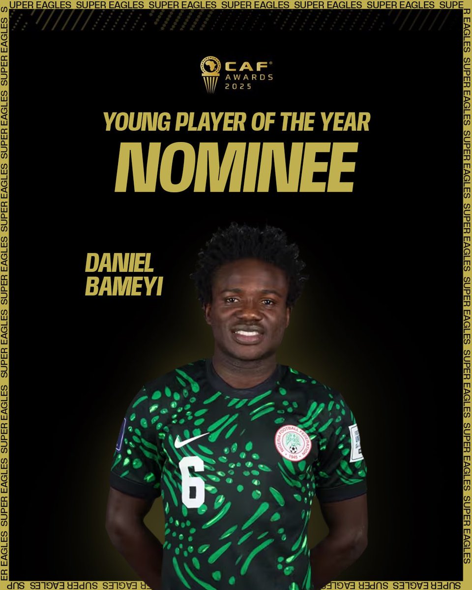 NGSuperEagles's tweet image. Congratulations to Victor Osimhen, Stanley Nwabali and Daniel Bameyi on their nominations at the #CAFAwards!