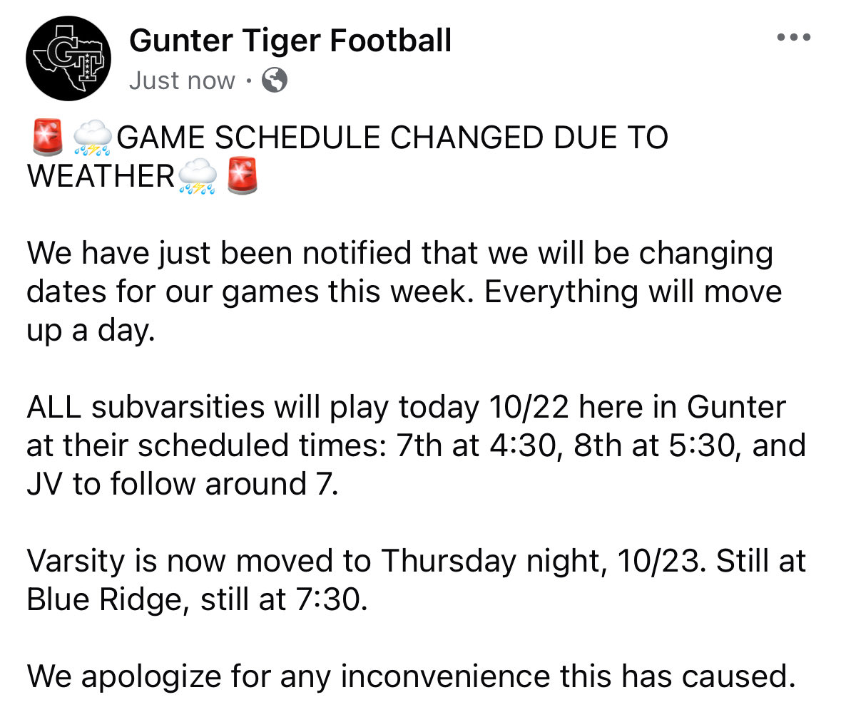 Gunter Tiger Football (5xStateChamps) (@gunter_football) on Twitter photo 