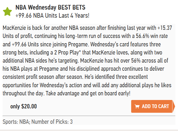 mackenrivers's tweet photo. 3 NBA plays are up for Wednesday, including my best bet 2* Prop. Available here:

https://t.co/dipyxl0zVv

Subscribe to never miss a play! https://t.co/zbYlQMQuTN