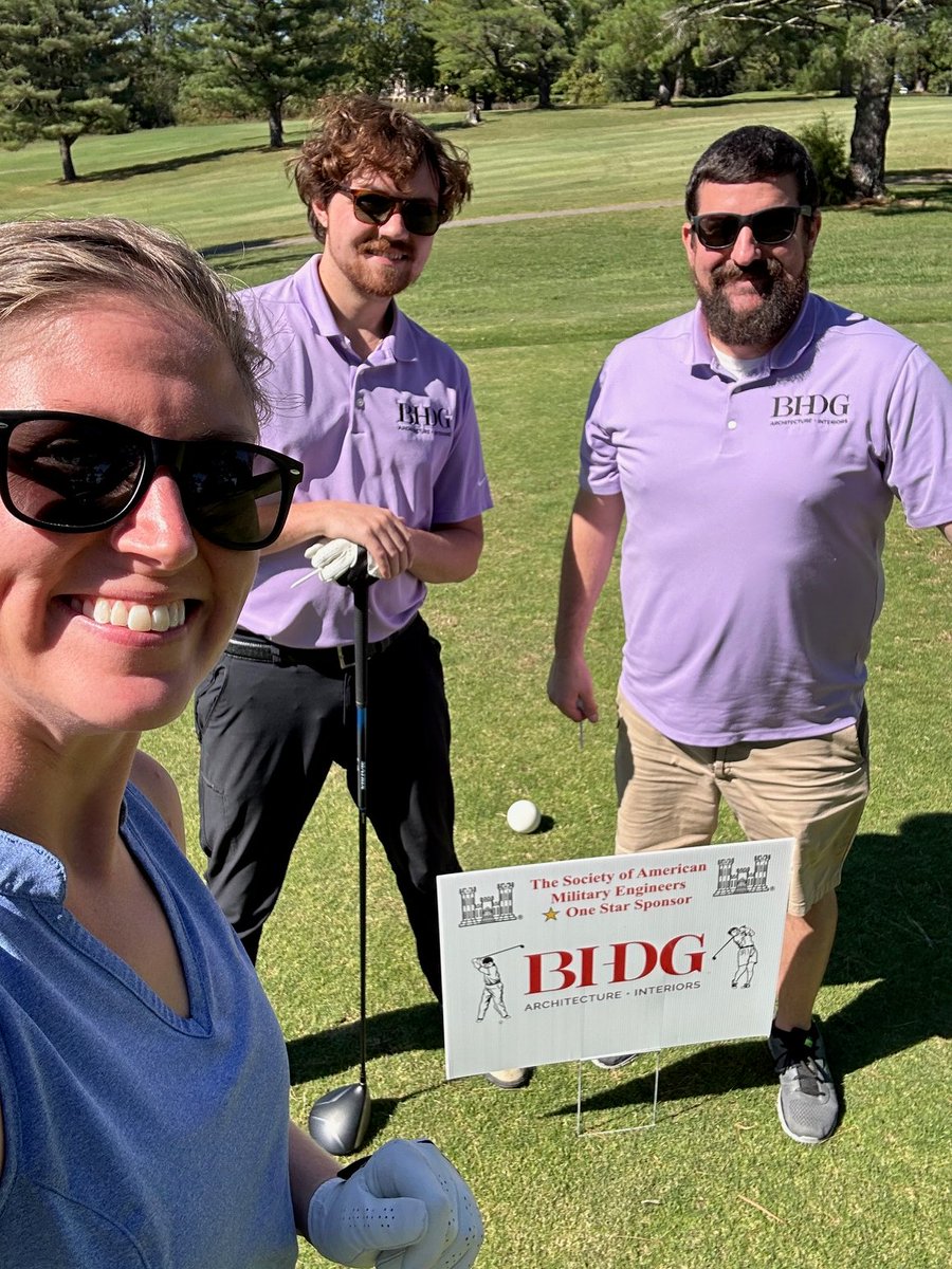 BhdgInc's tweet photo. Our BHDG crew hit the greens for a great cause! We are proud to support our clients and community by sponsoring the Ft. Campbell SAME/Scholarship Fundraiser, the John A. Logan Baseball Program, and- alongside our JV partner Stanley Consultants- the SAME Kentuckiana Golf Scramble. https://t.co/gnC5rdbf90