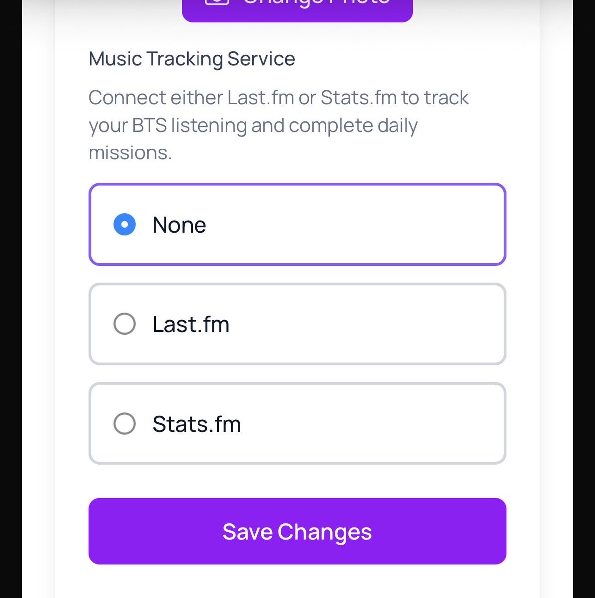 Statsfm connection is here! 🎵

Connect your statsfm and start with your daily missions.

ℹ️ Notice: The Edit Profile button is now changed to Settings in dropdown.