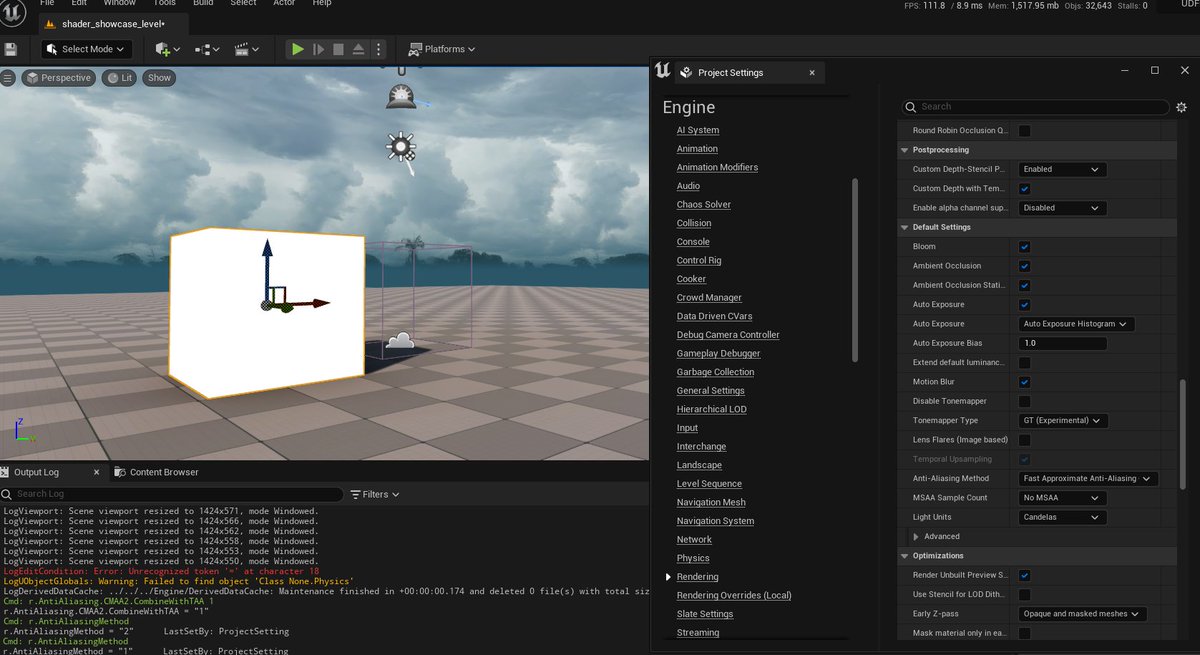 AK (@andkalysh) on Twitter photo New update to <a href="/theredpix/">TheRedPixel</a> #UnrealEngine 5 fork. Much more flexible now.
- CMAA2 Native Integration
- CMAA2 + MSAA in Forward Rendering
- CMAA + TAA Integration
- CMAA + FXAA Integration
- CMAA Integration in Scalability Settings
 - Merged small PR - Fixed SSAO with forward New update to <a href="/theredpix/">TheRedPixel</a> #UnrealEngine 5 fork. Much more flexible now.
- CMAA2 Native Integration
- CMAA2 + MSAA in Forward Rendering
- CMAA + TAA Integration
- CMAA + FXAA Integration
- CMAA Integration in Scalability Settings
 - Merged small PR - Fixed SSAO with forward
