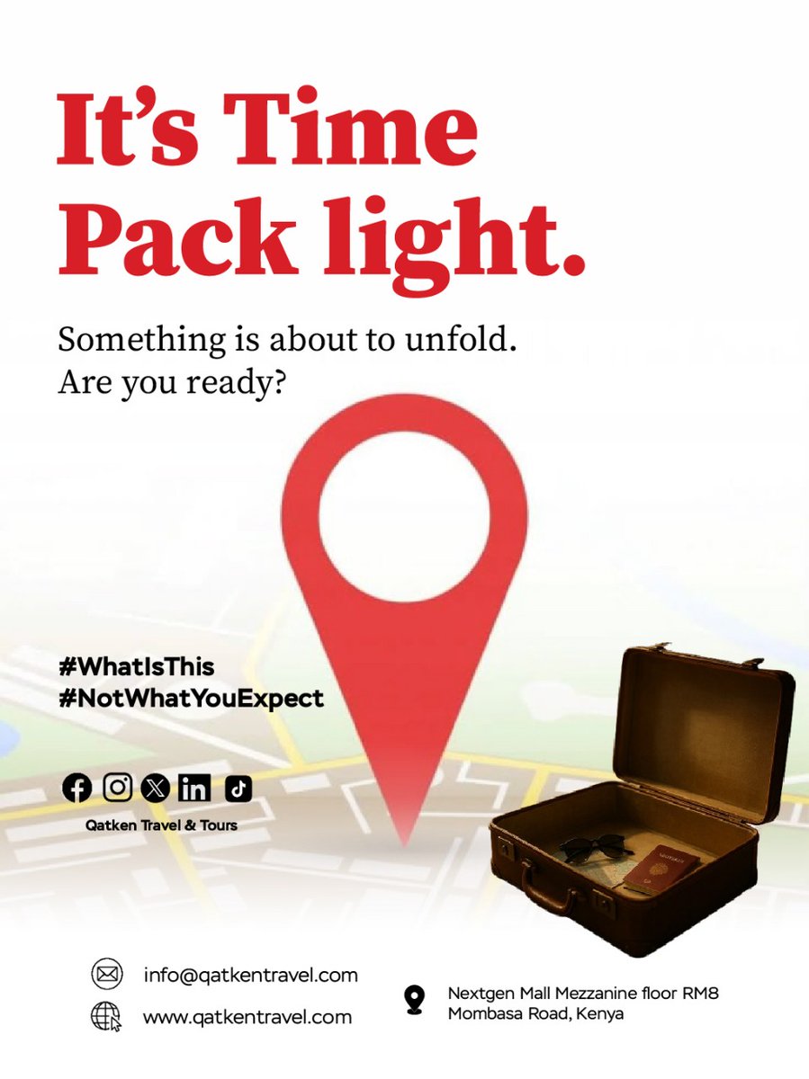 qatkentours's tweet photo. Something exciting is about to unfold &amp; it begins with a suitcase.

Qatken Travel &amp; Tours is setting the stage for an experience that goes beyond travel.

Pack light the journey ahead might just surprise you. 

📧 info@qatkentravel.com | 🌐 https://t.co/A2inurjH3X

#QatkenTravel https://t.co/2AOdZh69B2