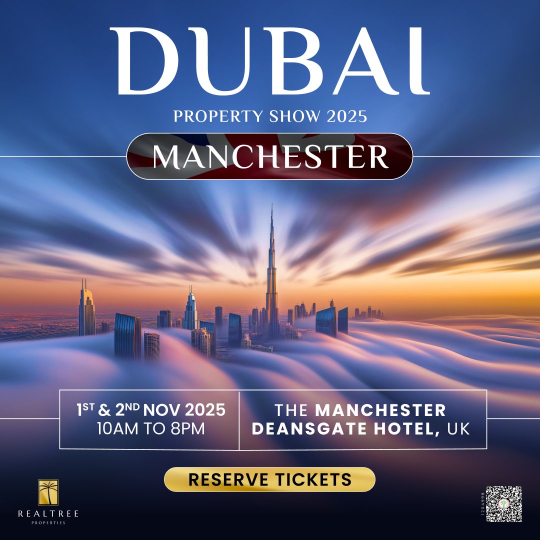 realtreedubai's tweet image. 🌟 Join us for an Exclusive Dubai Property Show in Manchester! 🌟

🗓 1st &amp;amp; 2nd November 2025 | 10AM – 8PM
📍 The Manchester Deansgate Hotel, UK

To Book⬇️
manchester.realtree.ae

#dubaiproperty #manchesterevent #dubaiinvestment #propertyexpo2025