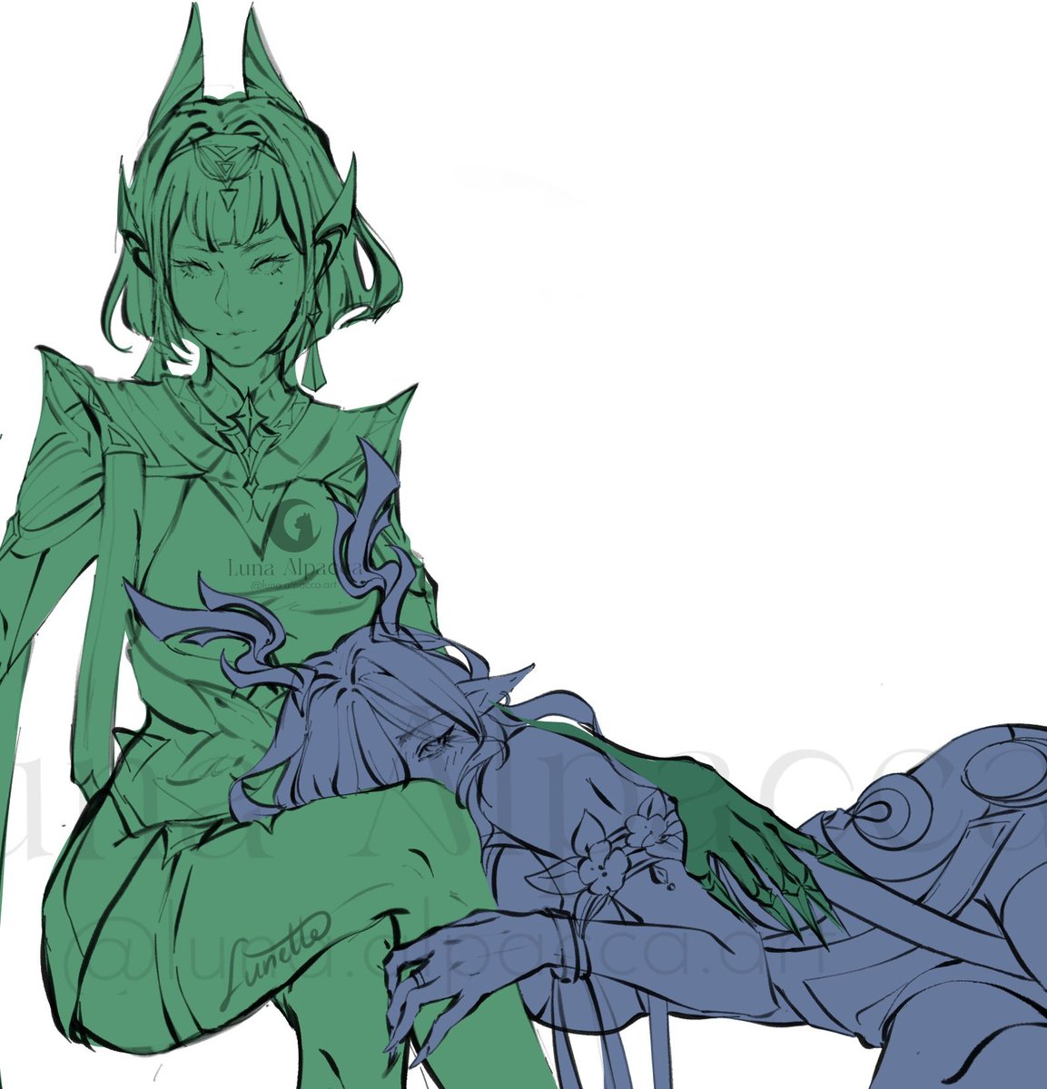lunaalpaccaart's tweet image. #laufer in the making. (This patch is a blessing for an artist, but a curse for my carpaltunnel
:(:
#Nefer #lauma #genshinimpact
