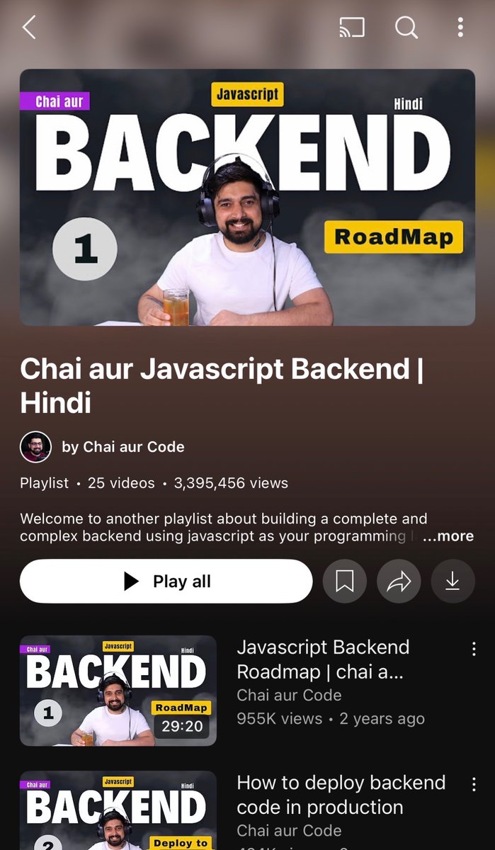 saad_akbar_10's tweet image. Best backend playlist in whole youtube🔥
Personally learned backend from him in my college days