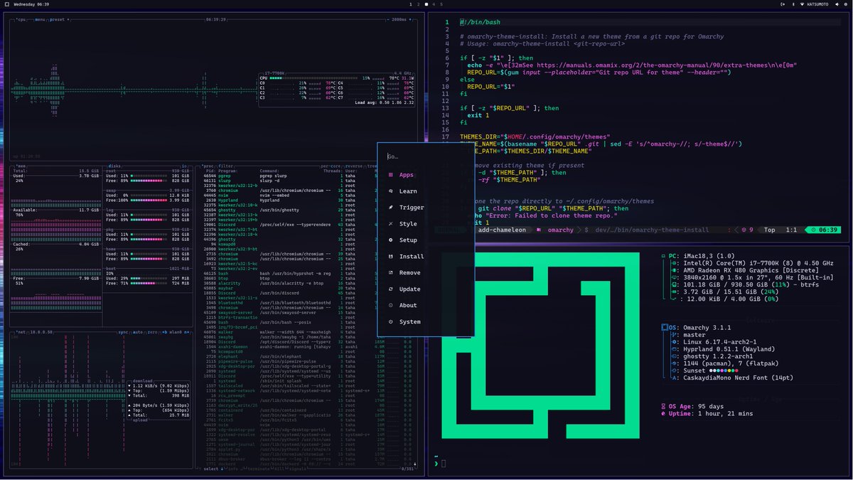 tahayvr's tweet image. Made a new Synthwave theme for @OmarchyLinux  called "Sunset Drive"
Love the spicy neon colors