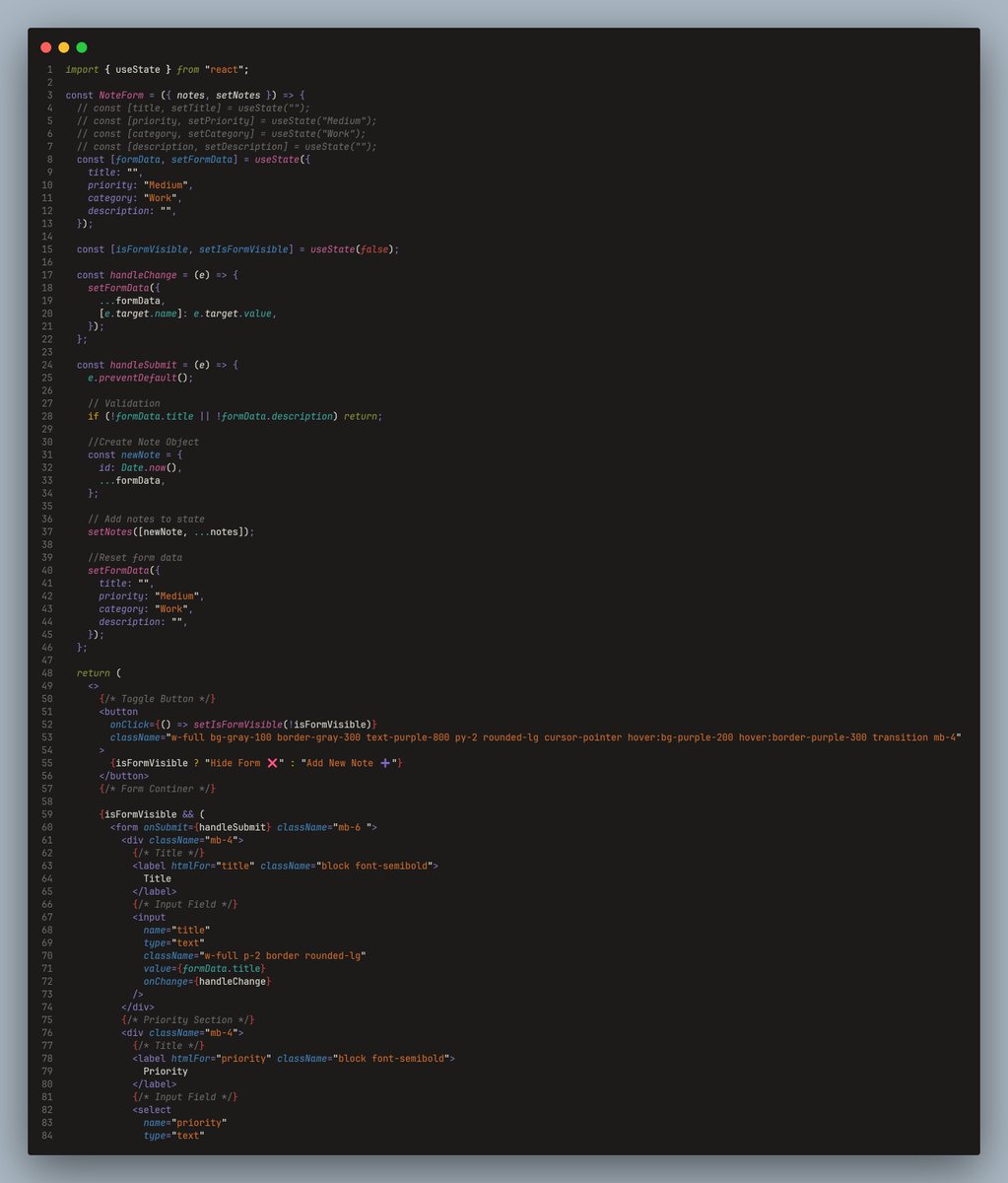 WKDe_v's tweet image. Day 22 of 100 ☑️ Build Notes App with React.js #HTML #CSS #JavaScript #FrontEnd #WebDev #buildinpublic #DeveloperLife #CodingJourney #CodeNewbie