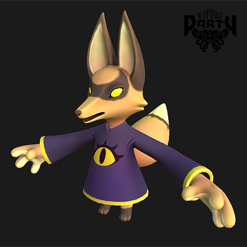 HologramMonster's tweet image. Fox cultist for our party game! 🦊 

#horrorgame #gamedev #partygame #indiedev