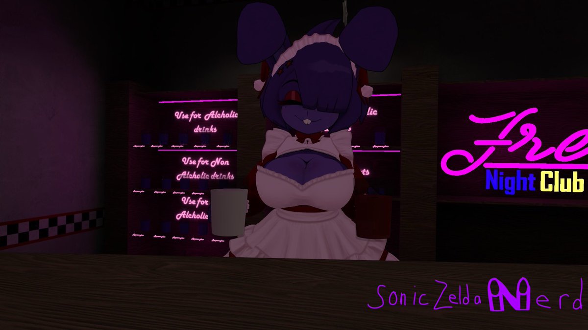 soniczelda_nerd's tweet image. Care for some drinks? Don’t worry, it’s on the house.

Bonfie edit by @CryptiaCurves 
Maid outfit edit by MsRosieVR on VRChat

#fnc #fazclaireNightclub #bonfie #vrchat