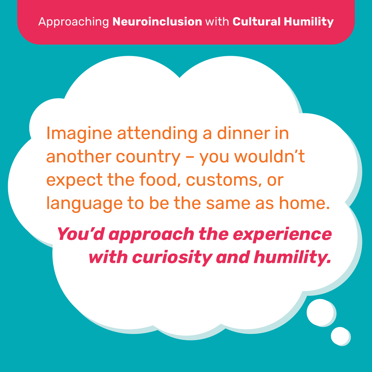 dialecticwork's tweet image. Imagine #neuroinclusive #leadership as cross-cultural skill: approach with curiosity, humility, &amp;amp; respect. Learn from neurodivergent voices; collaborate, don’t assume. 🔗 Practice neuroinclusive behaviours with Learning Snippets bit.ly/LS-neuroinclus…