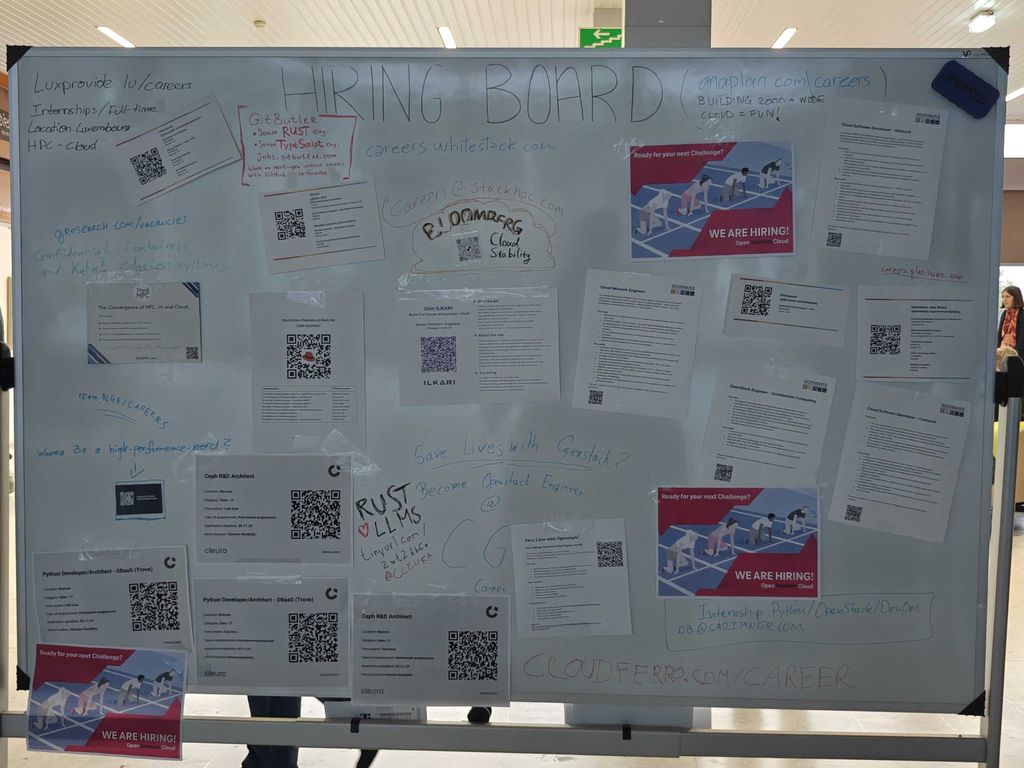 OpenStack's tweet image. At the #OpenInfraSummit, the jobs board was packed, including several openings around #OpenStack. @openinfradev will be adding these to the OpenStack jobs board, but if you're looking for a new role, check out these postings! 
Will be available soon at openstack.org/jobs