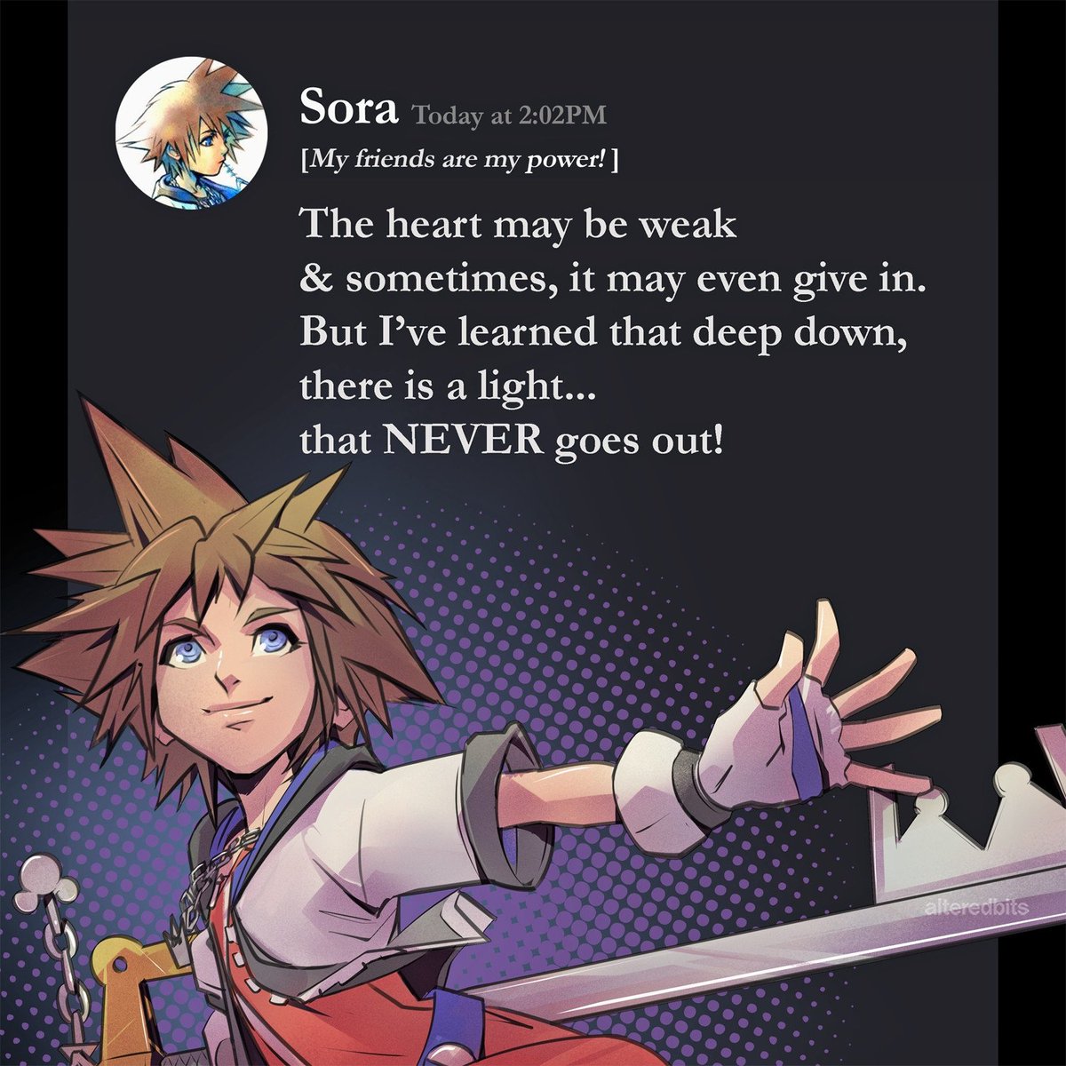 AlteredBits's tweet image. Stay hopeful everyone! 🤍✨

#kingdomhearts #sora