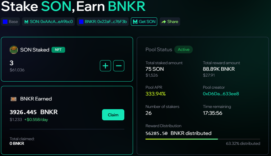 KorShibainu's tweet image. Y’all know I’ve been posting about $Simple staking at Mint Club. 
Recently, the Simple Official NFT (SON) has launched.
SON turned out to be a real alpha pick for a $BNKR enthusiast like me.
I minted 3 SON at $11 each, and now they’re sitting at $20 each! 😎
The $BNKR staking…