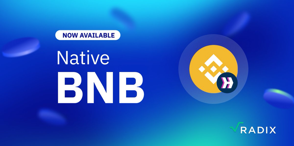radixdlt's tweet image. BNB is now available on Radix!

Bridge from @BNBCHAIN  to Radix using @Hyperlane via @astrolescent ⚡️

Turn your idle $BNB into Radix DeFi yields!