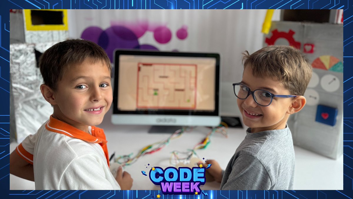 BilnetBornova's tweet image. 💻✨ Bilnet Okullarında #CodeWeek Coşkusu!✨💻
Bu hafta öğrencilerimizle CodeWeek (Avrupa Kodlama Haftası) kapsamında kodlamanın eğlenceli dünyasına adım attık!
Oyunlar tasarladık, algoritmalar kurduk; dijital becerilerimizi geliştirirken bol bol eğlendik.🎮🤖