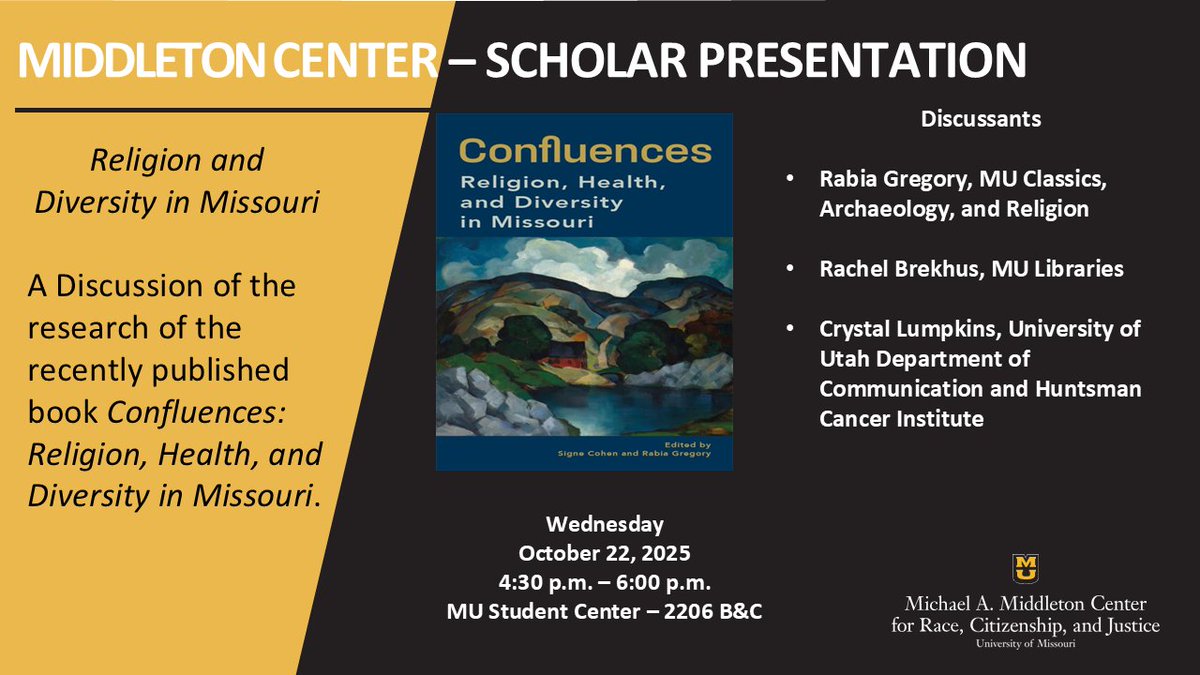 Please join the Middleton Center TODAY for a Faculty Scholar Presentation with Dr. Rabia Gregory, University of Missouri; Rachel Brekhus, University of Missouri, and Dr. Crystal Lumpkins, University of Utah