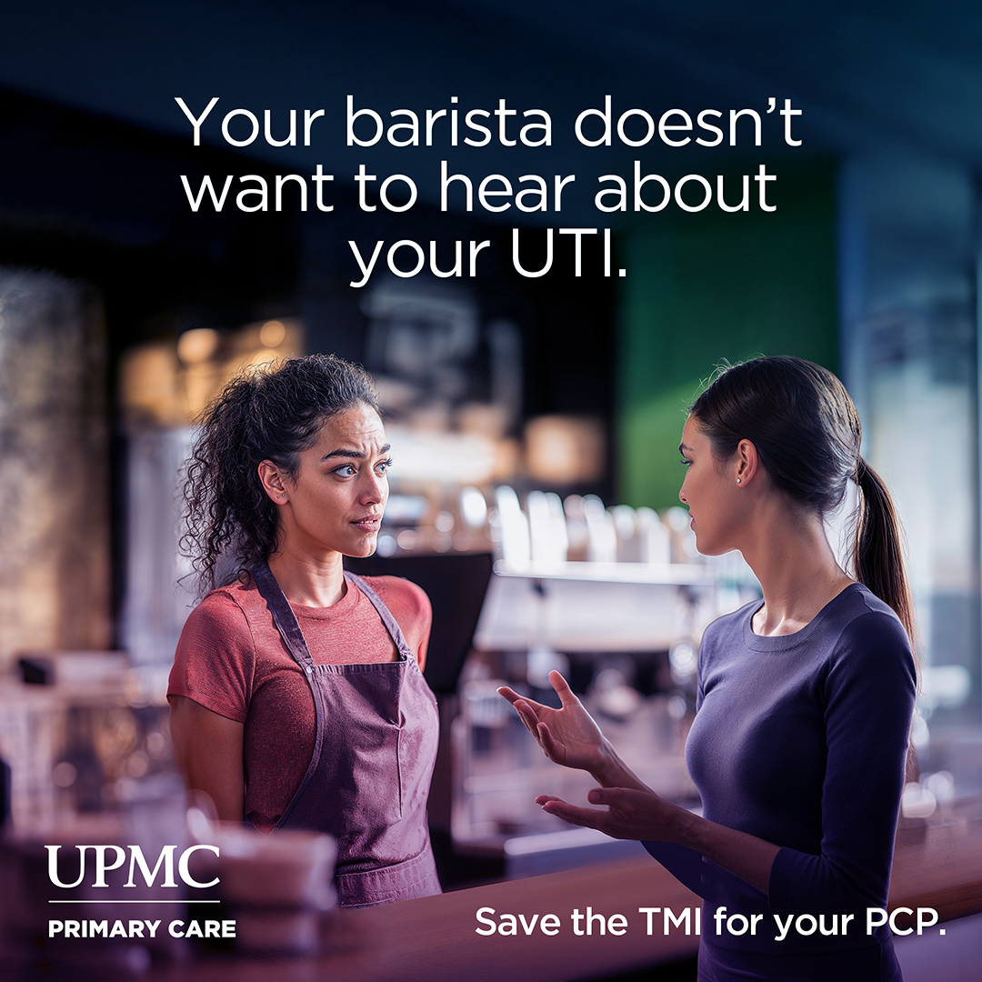 Many UPMC PCPs offer extended hours and virtual appointments so it’s easy to talk to them about your UTI (and anything that comes up) and way more effective. Visit ow.ly/3oCo50WNNAw find a PCP near you. #ad #paidad