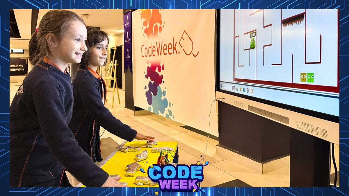 BilnetEryaman's tweet image. 💻✨ Bilnet Okullarında #CodeWeek Coşkusu!✨💻
Bu hafta öğrencilerimizle CodeWeek (Avrupa Kodlama Haftası) kapsamında kodlamanın eğlenceli dünyasına adım attık!
Oyunlar tasarladık, algoritmalar kurduk; dijital becerilerimizi geliştirirken bol bol eğlendik.🎮🤖