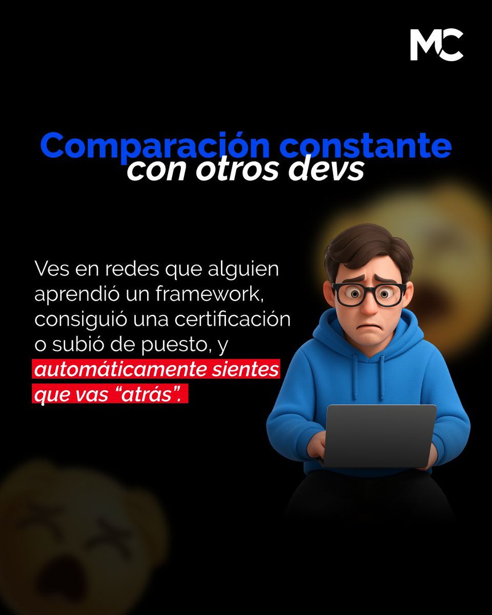 mitocode's tweet image. ¡Hey coder! 🙋🏻♀️🙋🏻♂️. ¿Has escuchado el término Developer Guilt? 😓. Esa sensación de que nunca aprendes lo suficiente, de culpa por no codear más o de compararte con otros devs 💭
💡 Aquí te dejamos 5 señales para saber si lo has tenido 👇🏼
.
#mitocode #programador #programacion