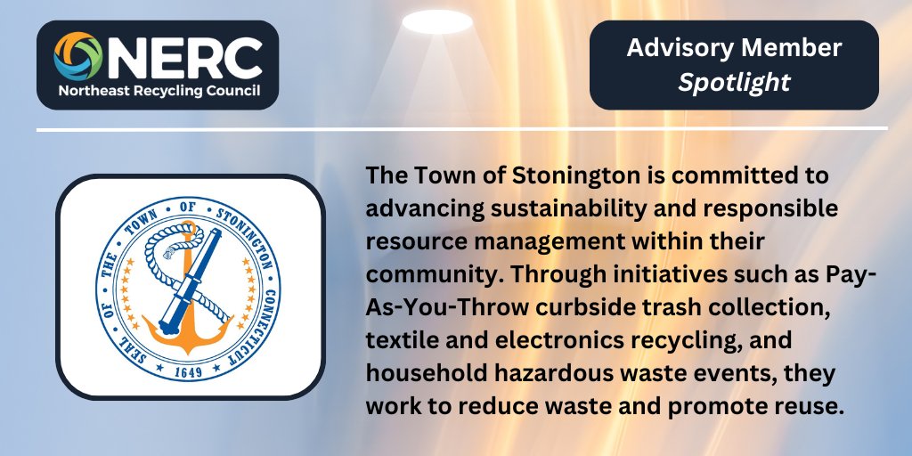 NERC is thrilled to welcome the Town of Stonington to our growing list of municipality members. We look forward to working with them to help continued education and accessibility for local recycling efforts. 

Read the full member Spotlight: nerc.org/town-of-stonin…