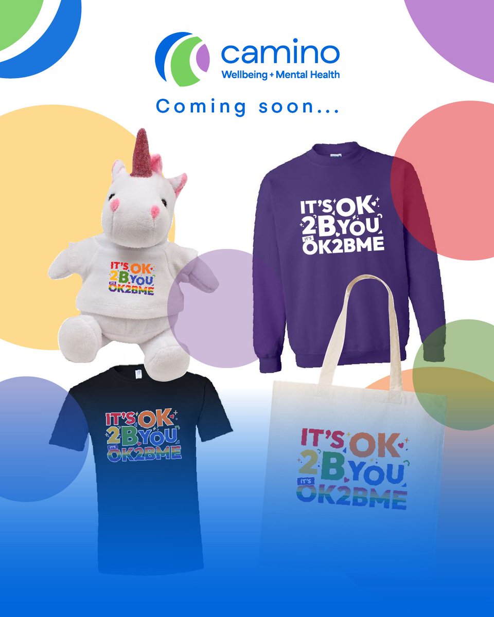 Share the message that it’s always OK2BYOU. It's always OK2BME!

Every item supports wellbeing and mental health across Waterloo Region through Camino’s programs and helps make visible allyship shine all year long.

✨ Limited-edition merch dropping soon - stay tuned.