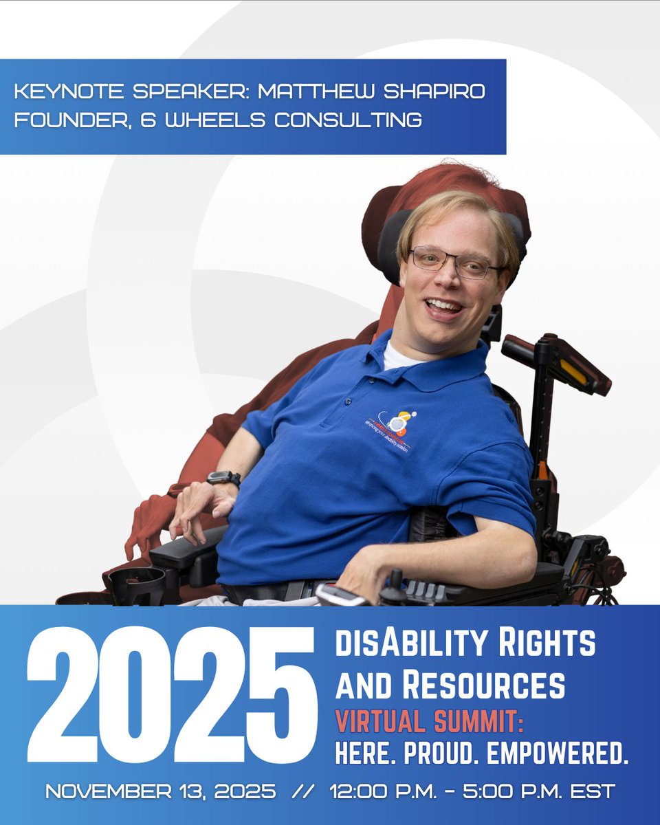 disAbilityLawVA's tweet image. dLCV is excited to announce Matthew Shapiro, founder of @6WConsulting, as our keynote speaker for the 2025 disAbility Rights and Resources Summit! Register now to hear him discuss The Journey to Disability Rights on Nov 13th!
dlcv.salsalabs.org/2025summit/ind…
 #FreeTraining