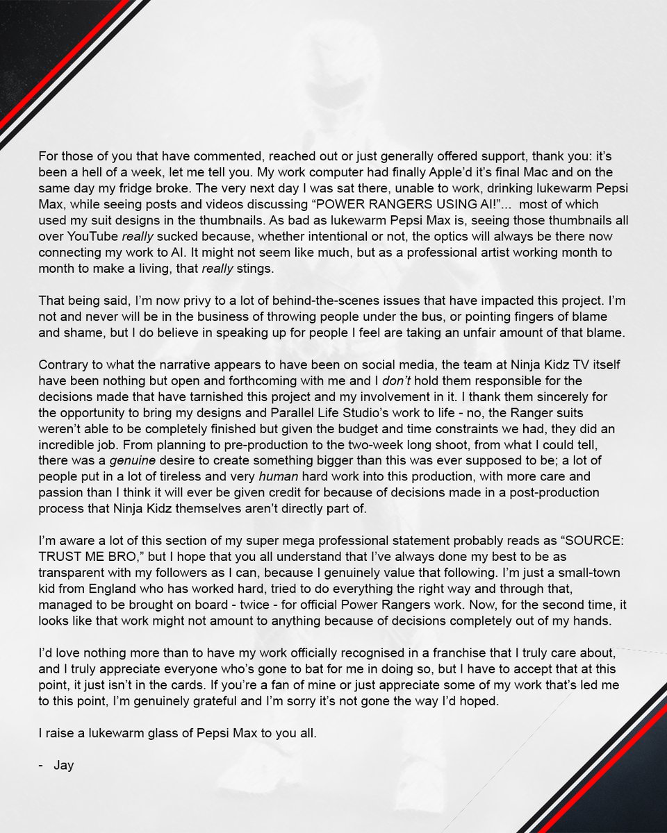 My full response to the Power Rangers Ninja Kidz situation, since, regrettably, it's dragged me and my work into controversy.

I've been in the middle of it since Saturday so I took time to approach this sensitively. 

And also plan jokes.

... I mask my pain through humour.