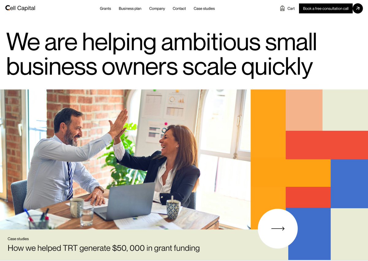 thecode_master's tweet image. Website design concept for Cell capital, a grant writing firm