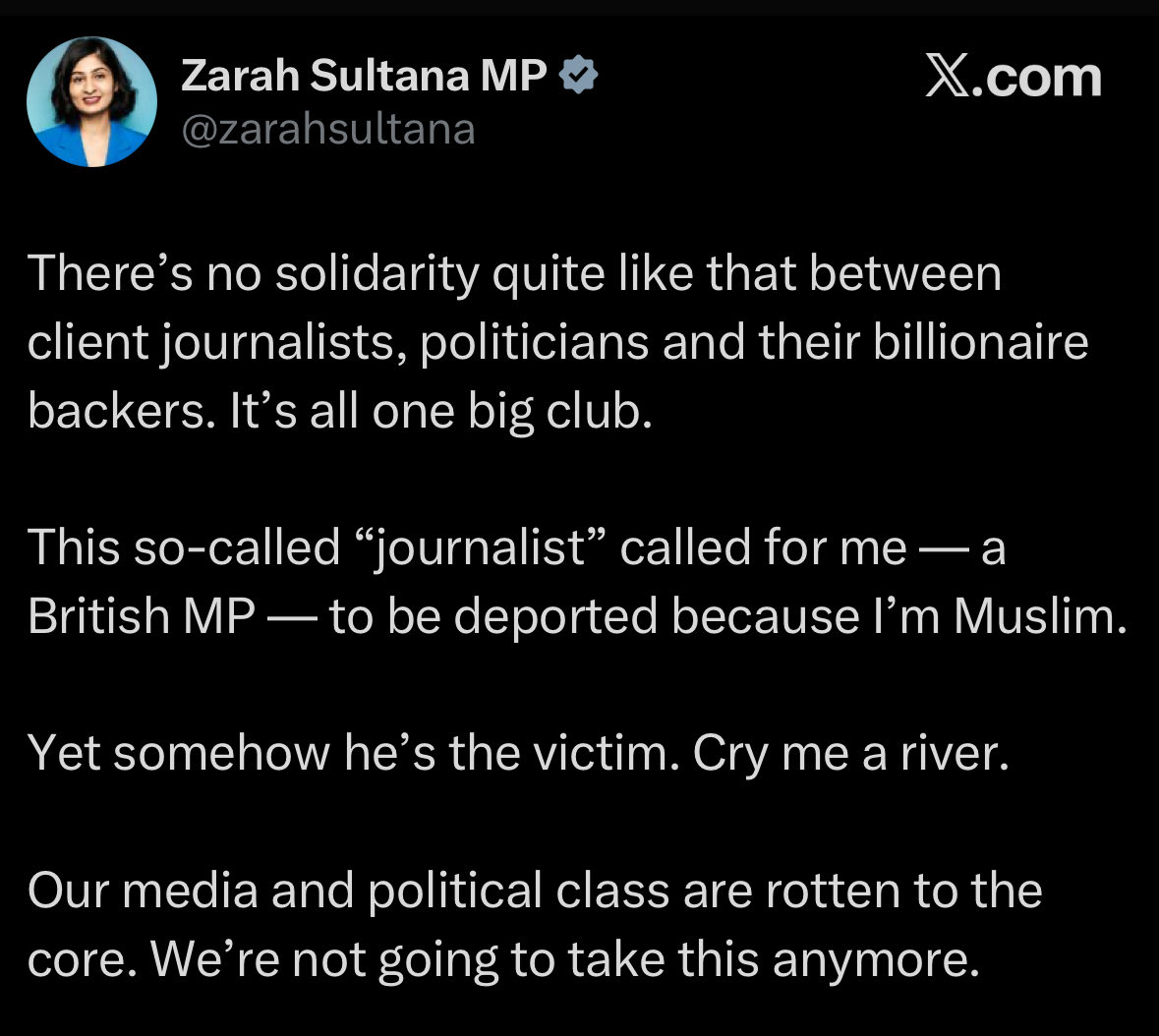 Your response to Christian Calgie’s apology and subsequent thanks to those checking in on him has been to try to whip up a storm to wreck his life.

No, *we’re* not going to take this any more.