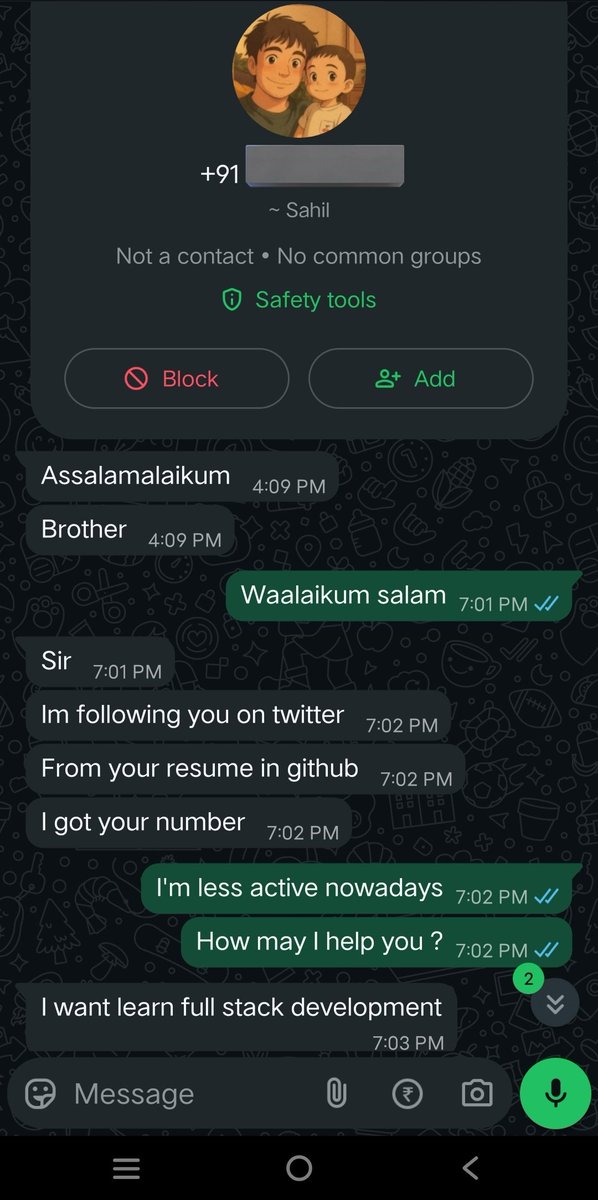 Ammar_Amin007's tweet image. When someone finds your number on GitHub but it turns into a wholesome chat 😅
#coding #FullStackDeveloper #DeveloperCommunity