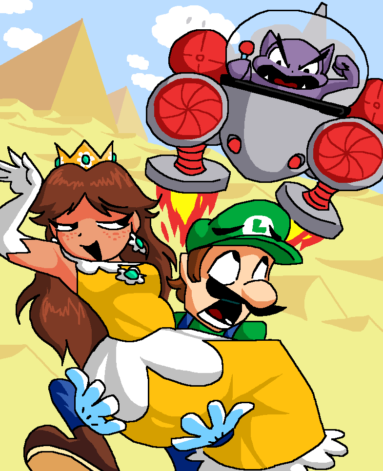 more princess daisy + luigi and that alien whos trying to kidnap her