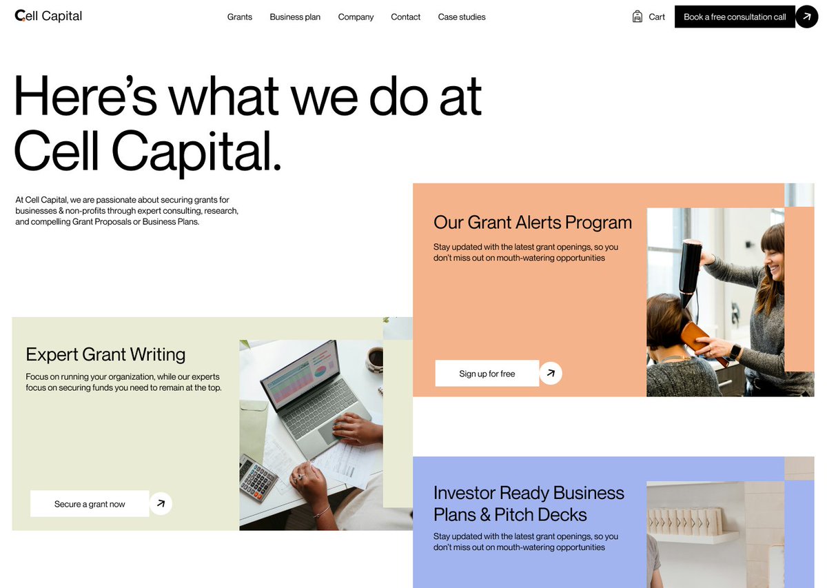thecode_master's tweet image. Website design concept for Cell capital, a grant writing firm