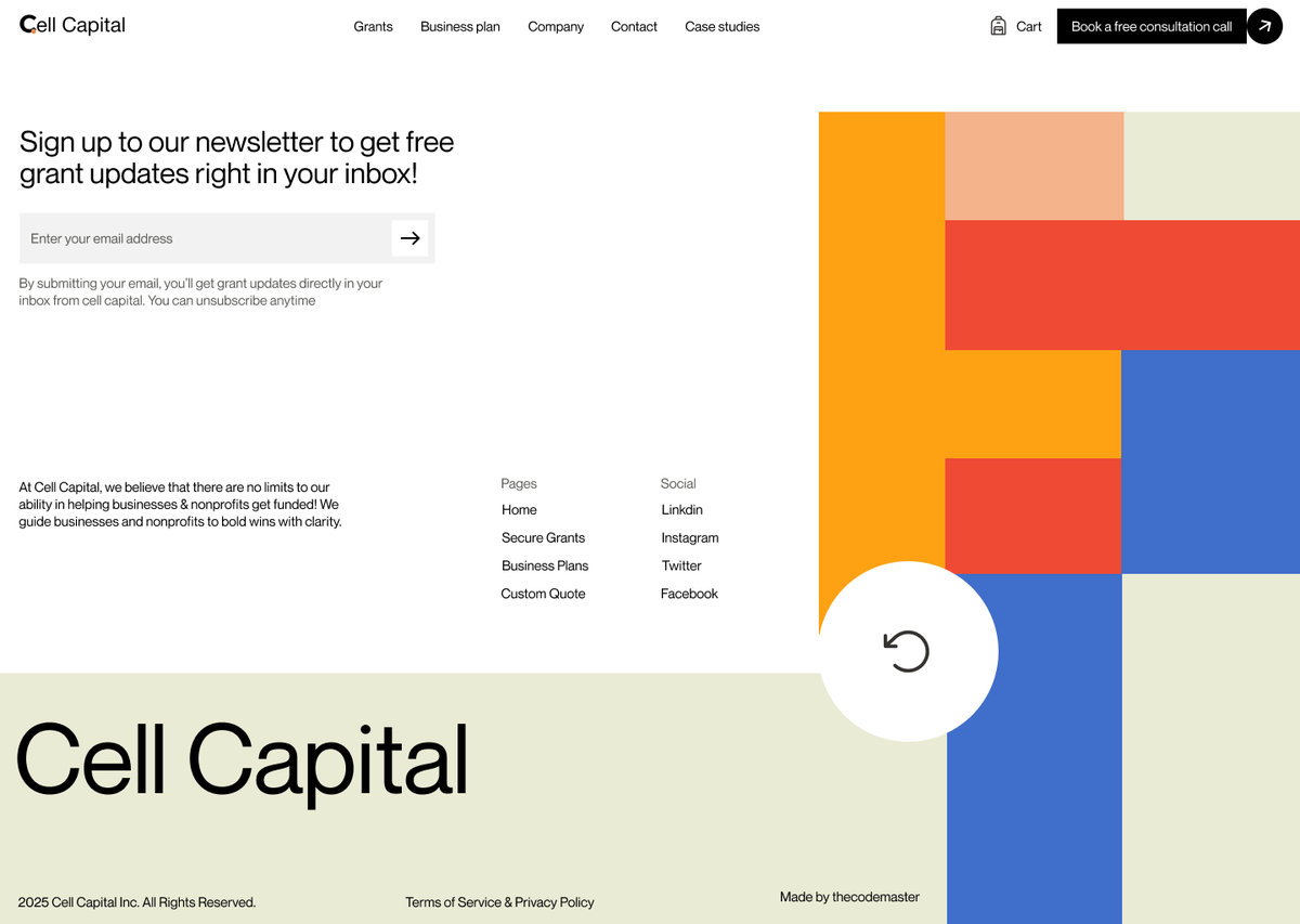 thecode_master's tweet image. Website design concept for Cell capital, a grant writing firm