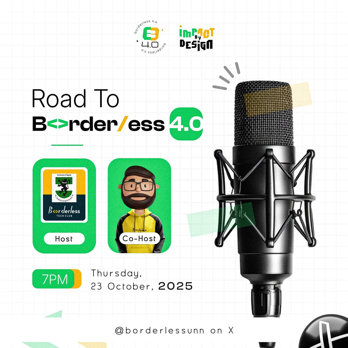 Borderlessunn's tweet photo. Counting down to Borderless 4.0.

The journey begins 🚀, where innovation meets impact 🎙️.

Join us tomorrow  7pm with @BorderlessDev in this conversation. https://t.co/VuS0bEv1Bg