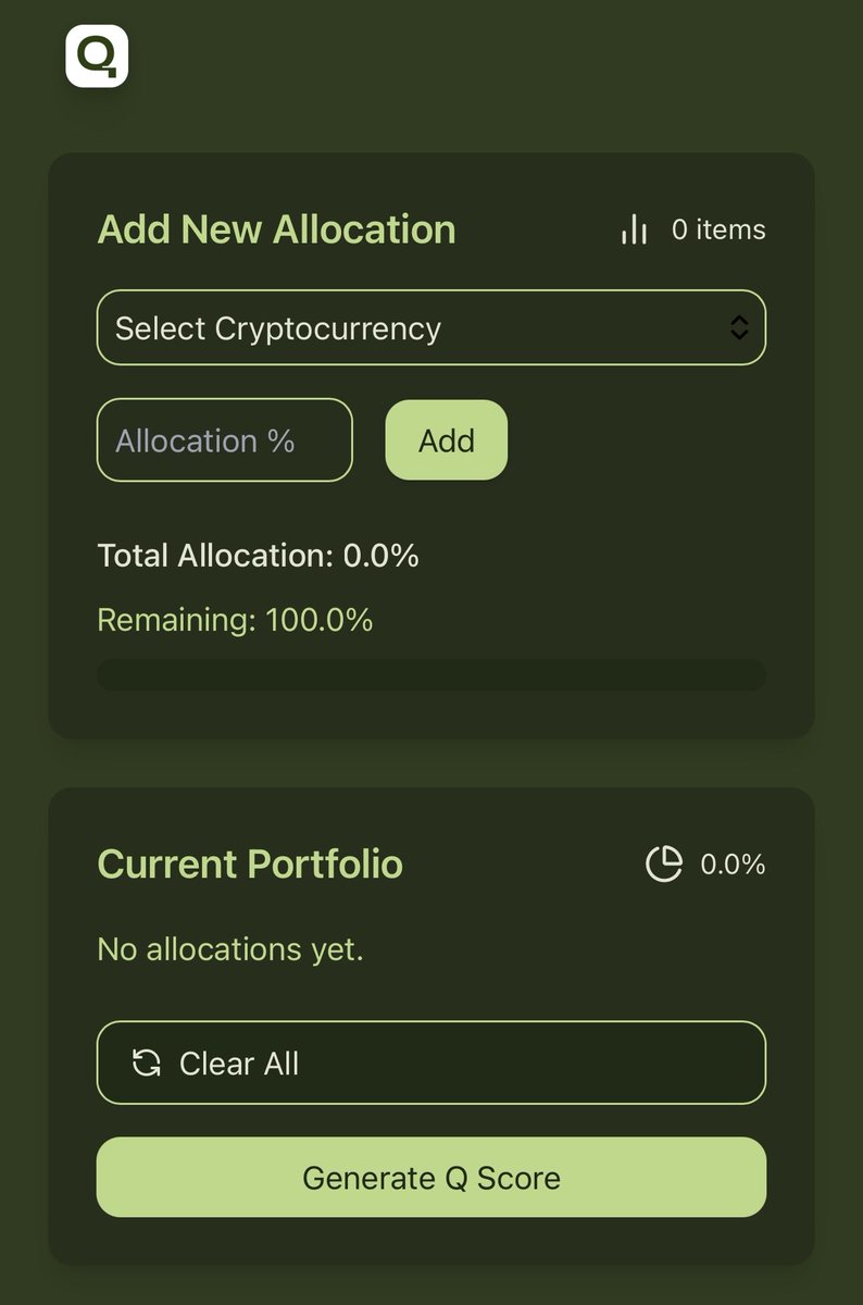 Sharing a sneak peak at the cryptoasset scoring system we built at <a href="/TurnqeyLabs/">Turnqey Labs</a>. Advisers: think of this as your <a href="/NitrogenWealth/">Nitrogen</a> for cryptoassets. All accounts added to our platform automatically get a Q score™️, and in the second phase of our launch you’ll be able to run your