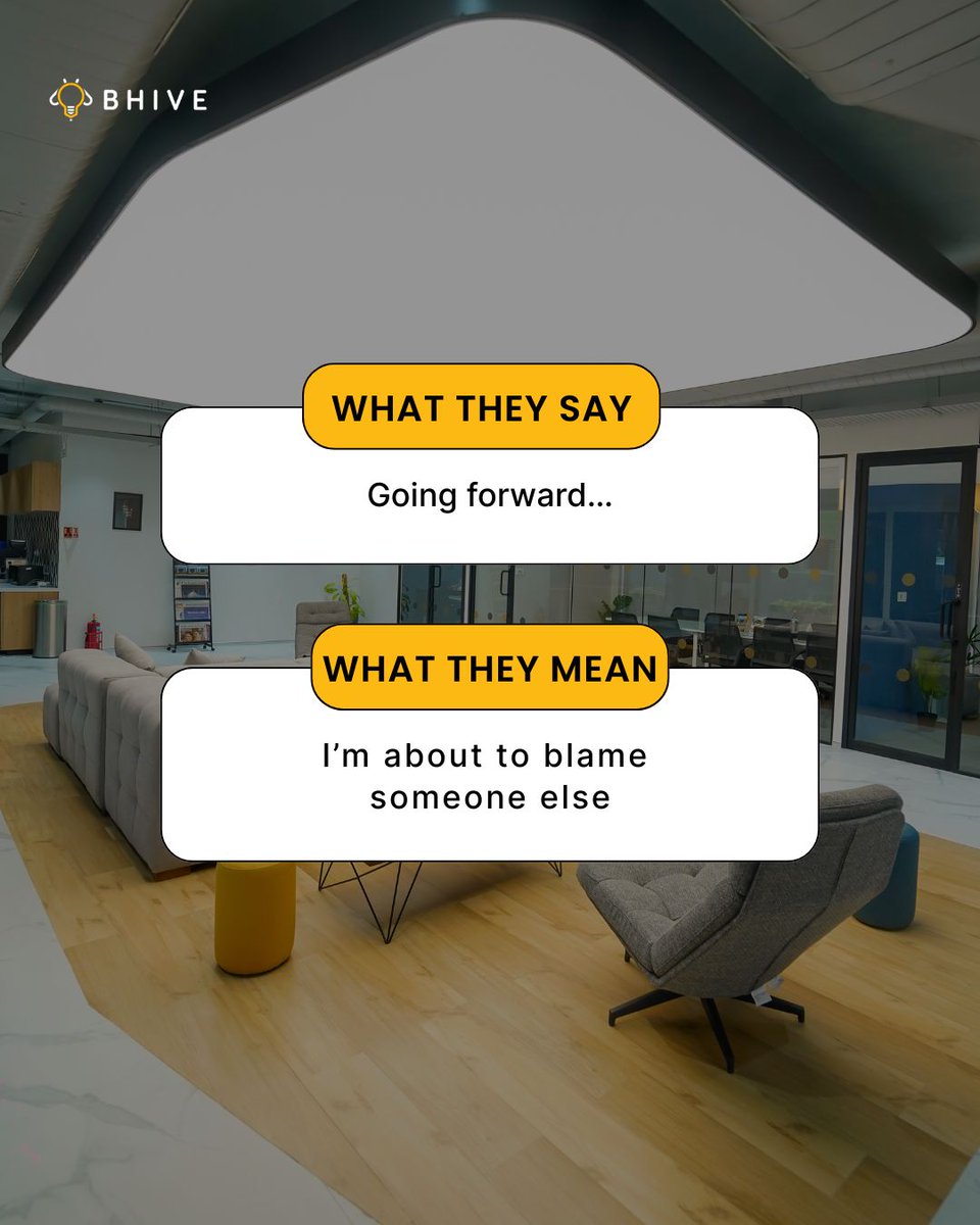 Office phrases can be mysterious… 🤔​

‘Ping me if you need anything’ or ‘Appreciate your input’ - we’ve all heard them, but do we know what they actually mean?​ Swipe to find out! 👉​
​
#BHIVE #CoworkingSpace #OfficeSolutions #ManagedOffice