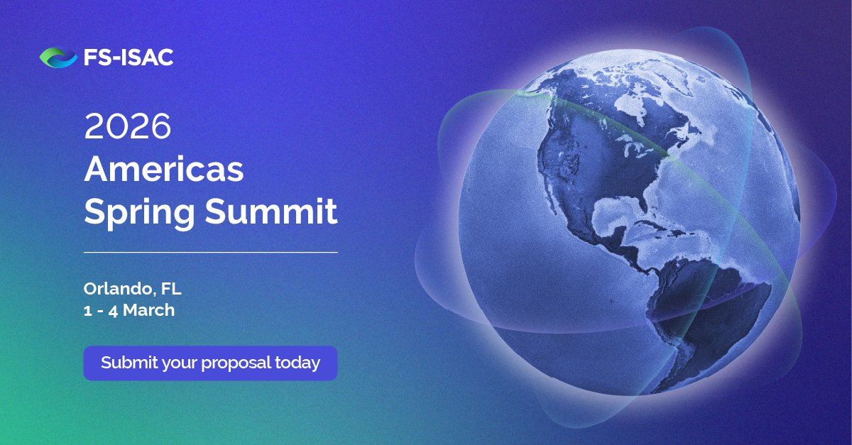 FSISAC's tweet image. Registration is open for our 2026 Americas Spring Summit, and the Call for Presentations is live! Contribute to our mission by sharing information in Summit presentations, roundtables, discussions, or panels.

Submissions are open until 29 October: hubs.ly/Q03PHBT_0