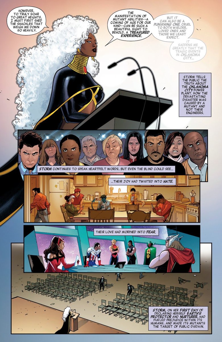 #OroroSpoilers 
I enjoy the way the storm series, even as a solo book, centers ororo as the tempest, yes, but every raindrop has a story to tell. It uses her journey to not just showcase ororo’s character but the inner worlds of humans,